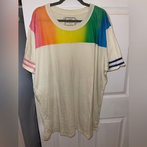 NWOT Big Bud Press Rainbow Airbrush JV Stripe Sleeve Tee T-Shirt Off White 5XL